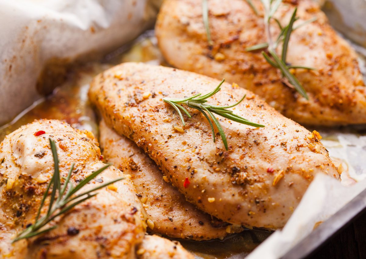 Spicy baked chicken breast with rosemary